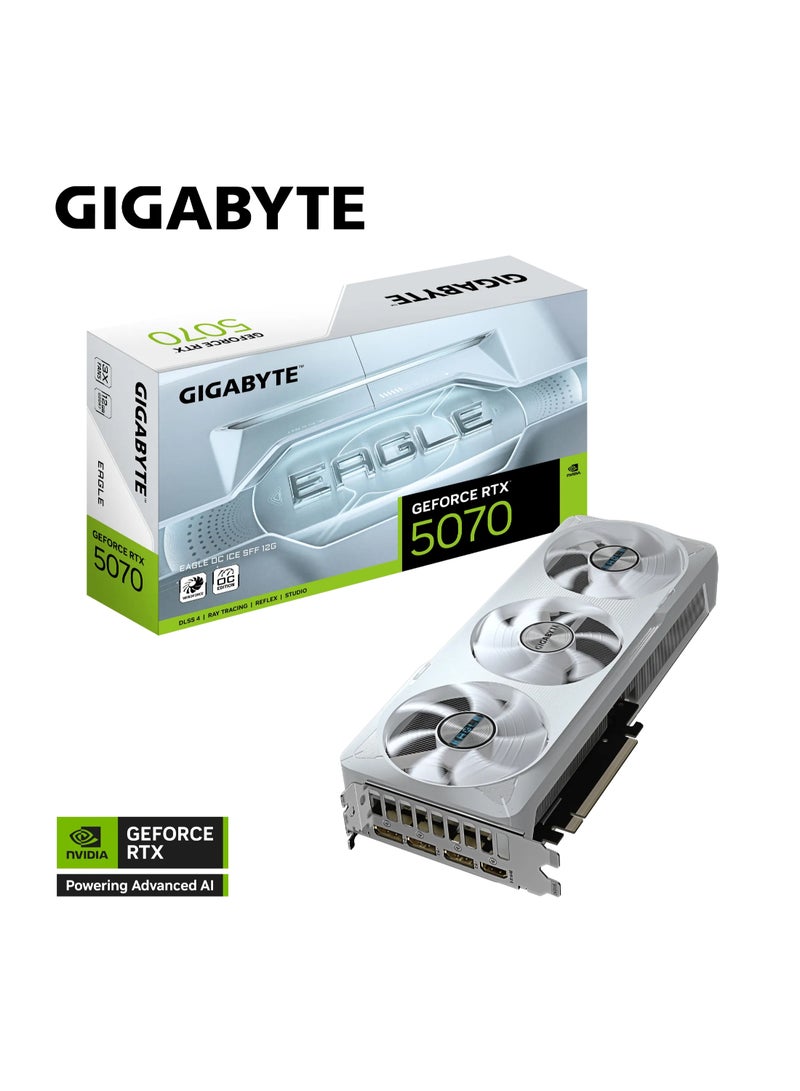 GIGABYTE - GeForce RTX 5070 EAGLE OC ICE SFF Graphics Card - 12GB GDDR7, 192-bit, 28Gbps, PCI-E 5.0, DLSS 4, WINDFORCE Cooling, RGB Lighting, 7680x4320 Resolution, 4 Multi-View, DisplayPort 2.1a x3, HDMI 2.1b x1, ATX Form Factor | GV-N5070EAGLEOC ICE-12GD White - Image 1