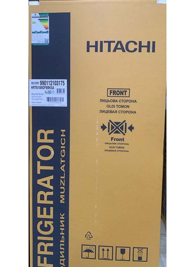 HITACHI - Double door refrigerator 15.9 Cu , HRTN7489DFBBKSA Black - Image 1