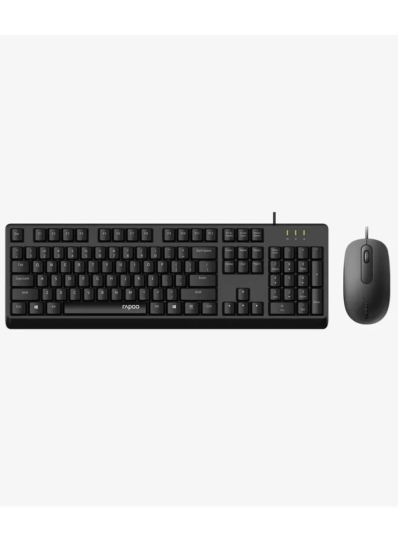 Rapoo X130Pro Wired Optical Mouse & Keyboard Combo - black - Image 1