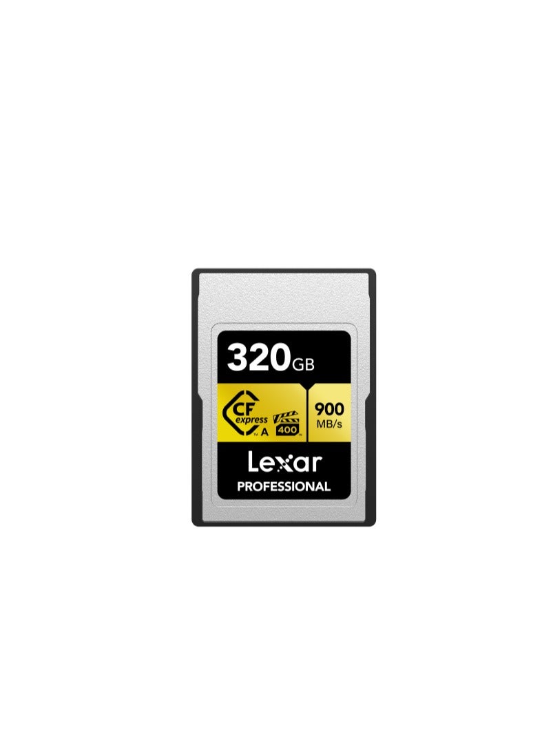 Lexar 320GB Professional CFexpress Type A GOLD Series Memory Card, Up to 900MB/s Read, Cinema-quality 8K Video, Rated VPG 400 (LCAGOLD320G-RNENG) 320 GB  - Image 1