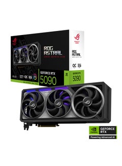 ROG Astral RTX 5090 OC Edition 32GB GDDR7 Graphics Card, NVIDIA GeForce RTX 5090, PCIe 5.0, 21760 CUDA Cores, 28Gbps Memory Speed, 512-bit Memory Interface, 8K Resolution, 2x HDMI 2.1b, 3x DisplayPort 2.1b, ARGB AURA Sync, 1000W PSU Recommended, 3.8 Slot Design, Includes ROG Accessories & Speedsetup Manual Black
