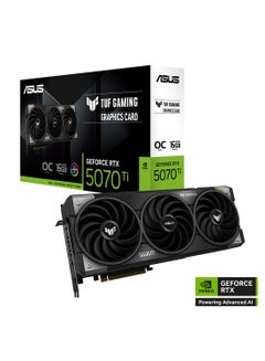 ASUS TUF RTX 5070 Ti OC Edition 16GB Gaming Graphics Card, NVIDIA GeForce RTX 5070 Ti, 8960 CUDA Cores, 16GB GDDR7 Memory, 28 Gbps Memory Speed, PCIe 5.0, 3x DisplayPort 2.1b, 2x HDMI 2.1b, 7680x4320 Max Resolution, AURA SYNC RGB, 850W PSU Recommended, 3.125 Slot Design Black  - Image 1