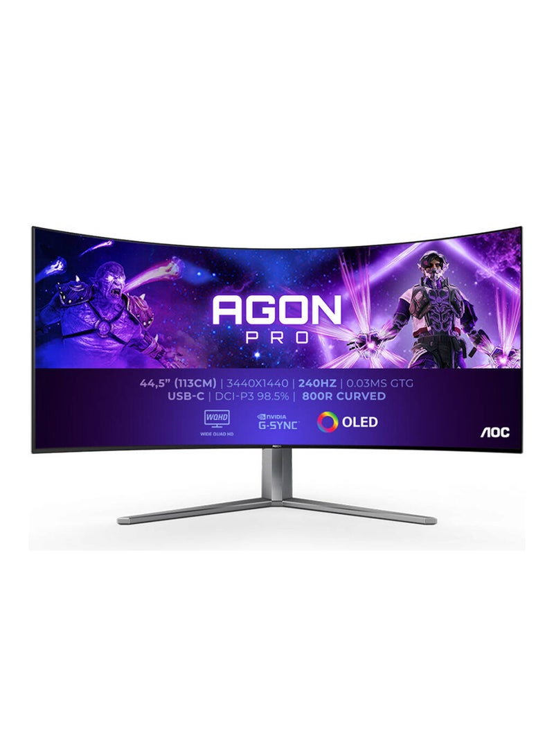 AOC Agon PRO AG456UCZD Curved Gaming Monitor, 45" OLED Display, WQHD Resolution, 240Hz Refresh Rate, 0.03ms (GtG) Response Time, G-Sync Compatible, Adaptive Sync Technology, AG456UCZD Black  - Image 1