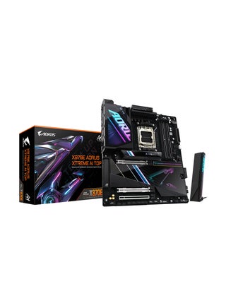 X870E AORUS XTREME AI TOP, ATX Motherboard, AMD AM5 Socket, Support for 5th Gen AMD Ryzen, PCIe 5.0, 4*DDR5 DIMM Slots, Up to 256GB Max Memory, Wi-Fi 6E, 10GbE LAN, 2x M.2, 6x SATA, 16+2 Power Phases, AORUS RGB Fusion, Advanced Thermal Design, AI-Driven Features | X870E A XTREME AI TOP Black - pnsku/N70147791V/45/_/1738316061/593d46e0-da46-4301-9ed9-1f3d6d7bae80