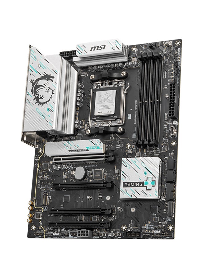 MSI - B850 GAMING PLUS Wi-Fi Motherboard, AMD B850 Chipset, AM5 Socket, Supports Ryzen™ 9000/8000/7000 Series CPUs, 4x DDR5 UDIMM Slots (Up to 256GB, 8200MHz OC), PCIe 5.0 x16, PCIe 4.0 x4, 3x M.2 Slots, 5G LAN, Wi-Fi 7, Bluetooth 5.4, 7.1-Channel Audio, USB 2.0/5Gbps/10Gbps, RGB LED, EZ Debug LED | 911-7E56-001 Black/White - Image 1