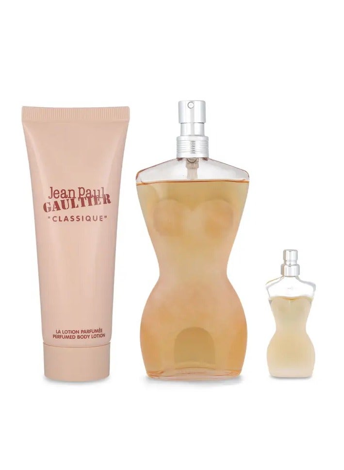 Jean Paul GAULTIER Classic for Women Eau de Toilette Gift Set 100ml + 6ml Sample + 75ml Lotion 100+6+75ml - Image 2