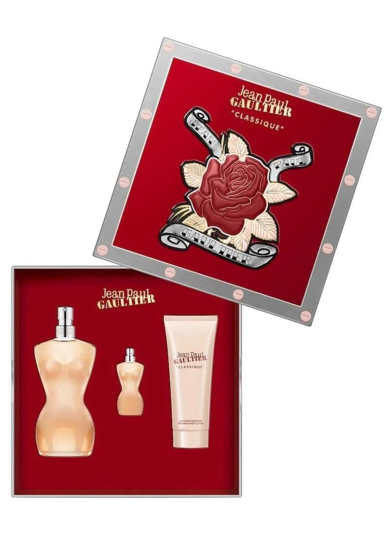 Jean Paul GAULTIER Classic for Women Eau de Toilette Gift Set 100ml + 6ml Sample + 75ml Lotion 100+6+75ml - Image 3