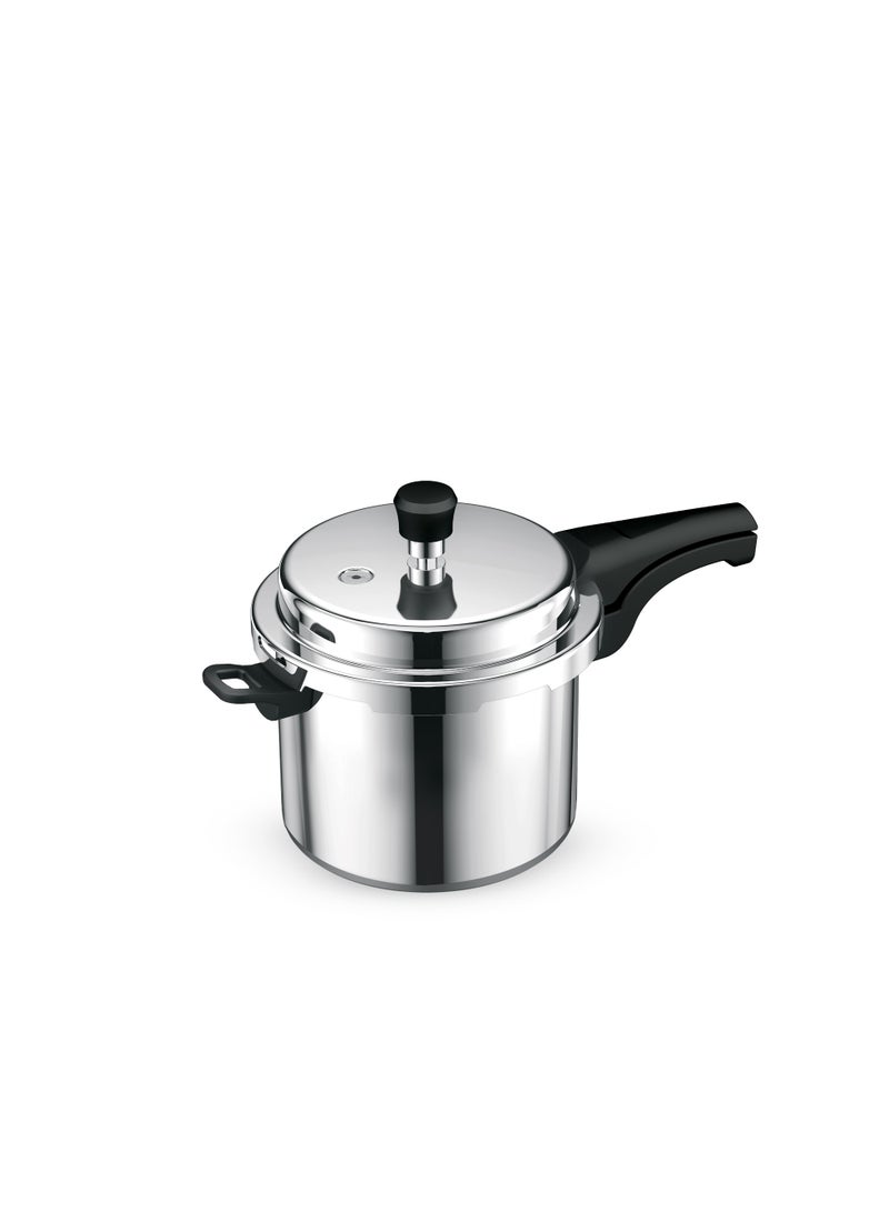 Royalford 5.0 L Aluminum Pressure Cooker- RF11942NS Equipped with Improved Pressure Regulator, Handle, Anti Implosion Lid and Stepped Bottom Design Silver - Image 1