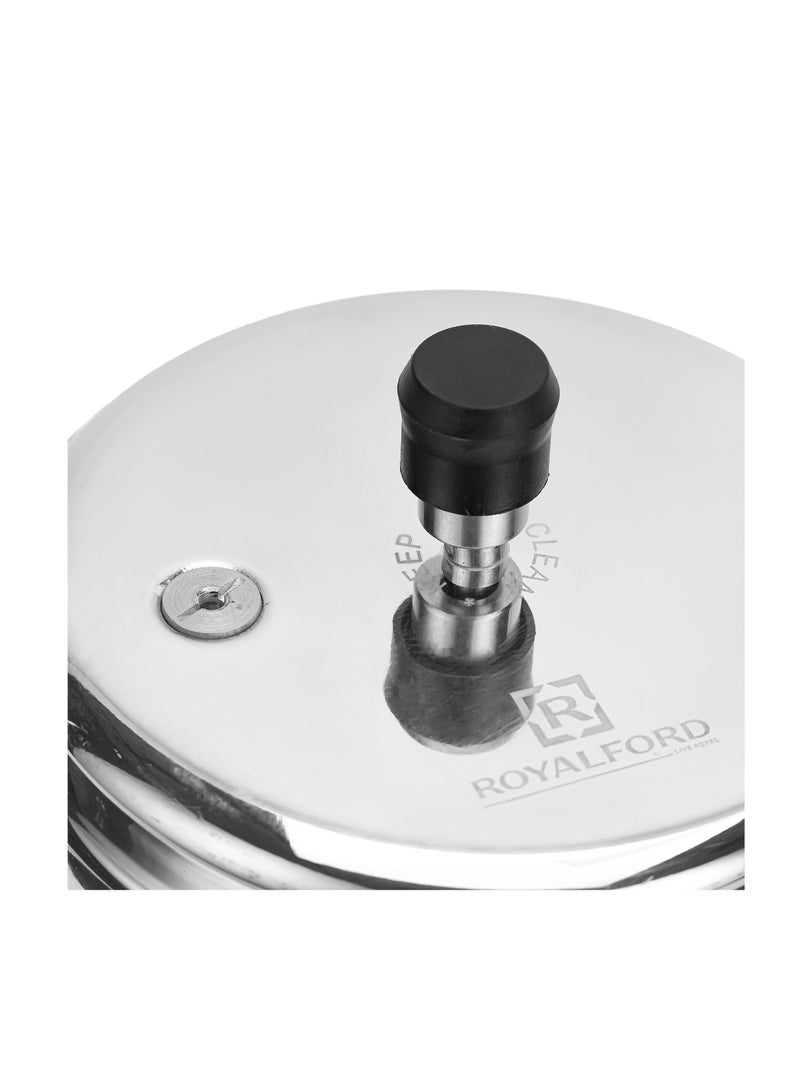 Royalford 5.0 L Aluminum Pressure Cooker- RF11942NS Equipped with Improved Pressure Regulator, Handle, Anti Implosion Lid and Stepped Bottom Design Silver - Image 4