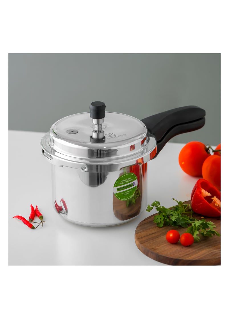 Royalford 3.0 L Aluminum Pressure Cooker- RF11941| Equipped with Improved Pressure Regulator, Handle, Anti Implosion Lid and Stepped Bottom Design Silver - Image 5