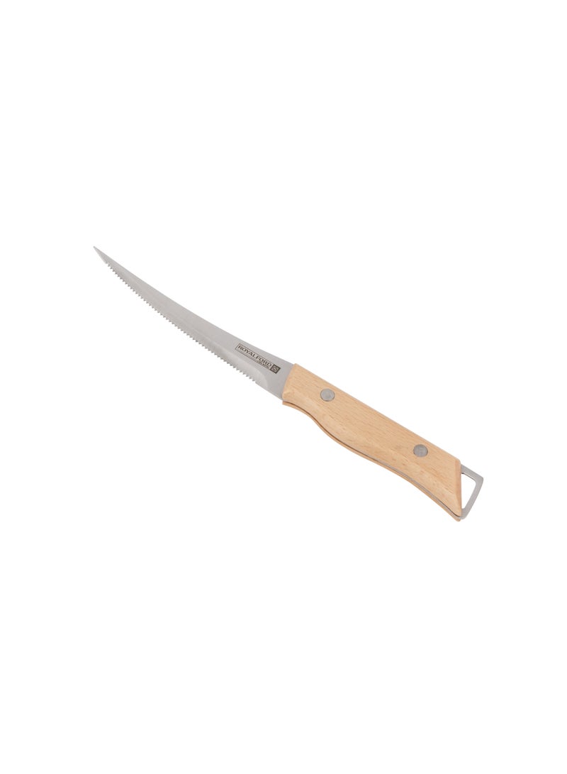 Royalford Royalford 5" Fruit Knife- RF12096| With Extra-Sharp Stainless Steel Blades and Wooden Handle Beige  - Image 4