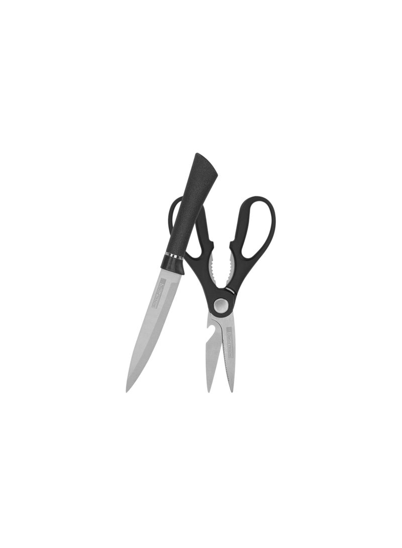 رويال فورد Royalford 2-Piece Kitchen Tools Set- RF12003| Includes 5" Utility Knife and 3-in-1 Kitchen Scissors Black  - Image 2