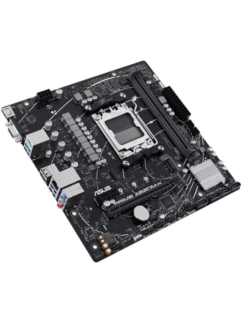 ASUS PRIME A620 micro-ATX motherboard AMD , DDR5, PCIe 4.0 Graphics card and PCIe 4.0 M.2 support, HDMI™, VGA, USB 3.2 Gen 1 Type-A, SATA 6 Gbps, Two-Way AI Noise Cancelation, Aura Sync  - Image 3