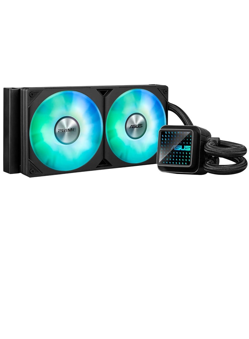 ASUS - Prime LC 240 ARGB All-in-one AIO CPU Liquid Cooler AMD: AM5 & AM4 Intel: LGA 1851, 1700, 1200, 115x Specially Designed CPU Contact Area, finned Channels, Infinity Mirror, pre-Installed ARGB Fans - Image 1