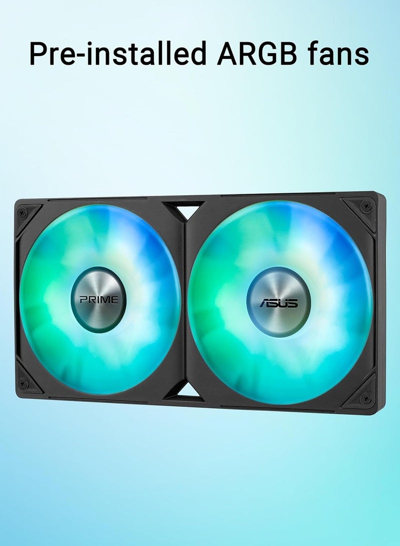 ASUS - Prime LC 240 ARGB All-in-one AIO CPU Liquid Cooler AMD: AM5 & AM4 Intel: LGA 1851, 1700, 1200, 115x Specially Designed CPU Contact Area, finned Channels, Infinity Mirror, pre-Installed ARGB Fans - Image 1