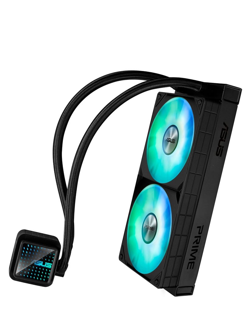 ASUS - Prime LC 240 ARGB All-in-one AIO CPU Liquid Cooler AMD: AM5 & AM4 Intel: LGA 1851, 1700, 1200, 115x Specially Designed CPU Contact Area, finned Channels, Infinity Mirror, pre-Installed ARGB Fans - Image 1