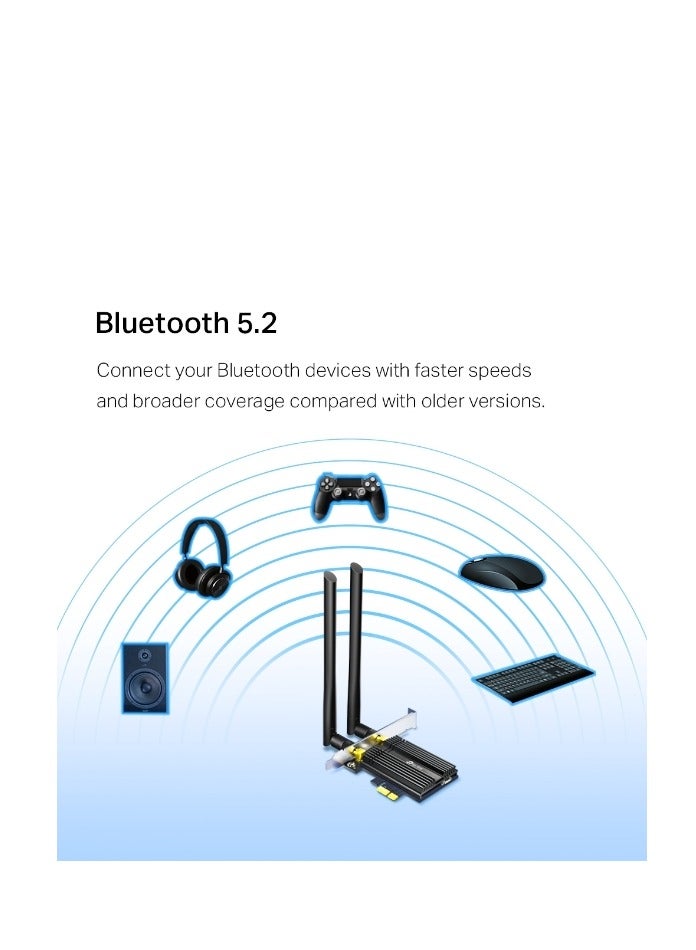 TP-LINK - AX3000 Wi-Fi 6 Bluetooth 5.2 PCIe Adapter | Black - Image 1