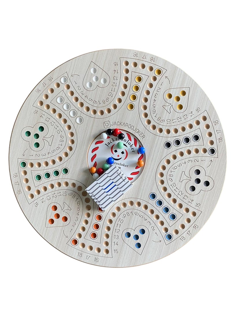 جاكارو جوكر Jackaroo Classic Board Game, Double-Sided, 4-6 Players, with Marbles and Cards  - Image 1