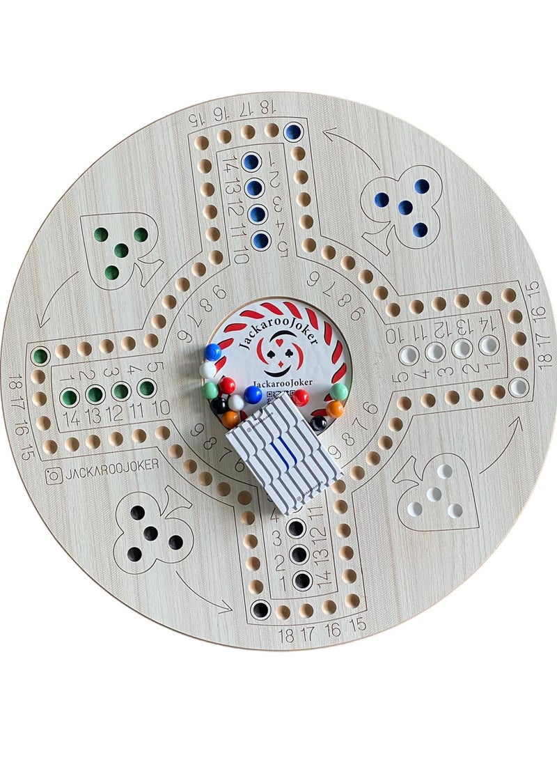 جاكارو جوكر Jackaroo Classic Board Game, Double-Sided, 4-6 Players, with Marbles and Cards  - Image 2
