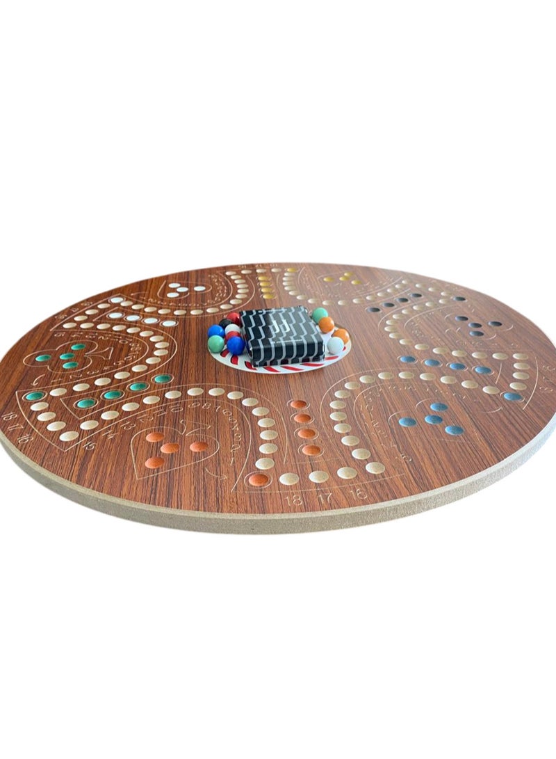 جاكارو جوكر Jackaroo Joker Double-Sided Board Game, 4-6 Players, Wooden Board with Marbles and Cards -Brown  - Image 4
