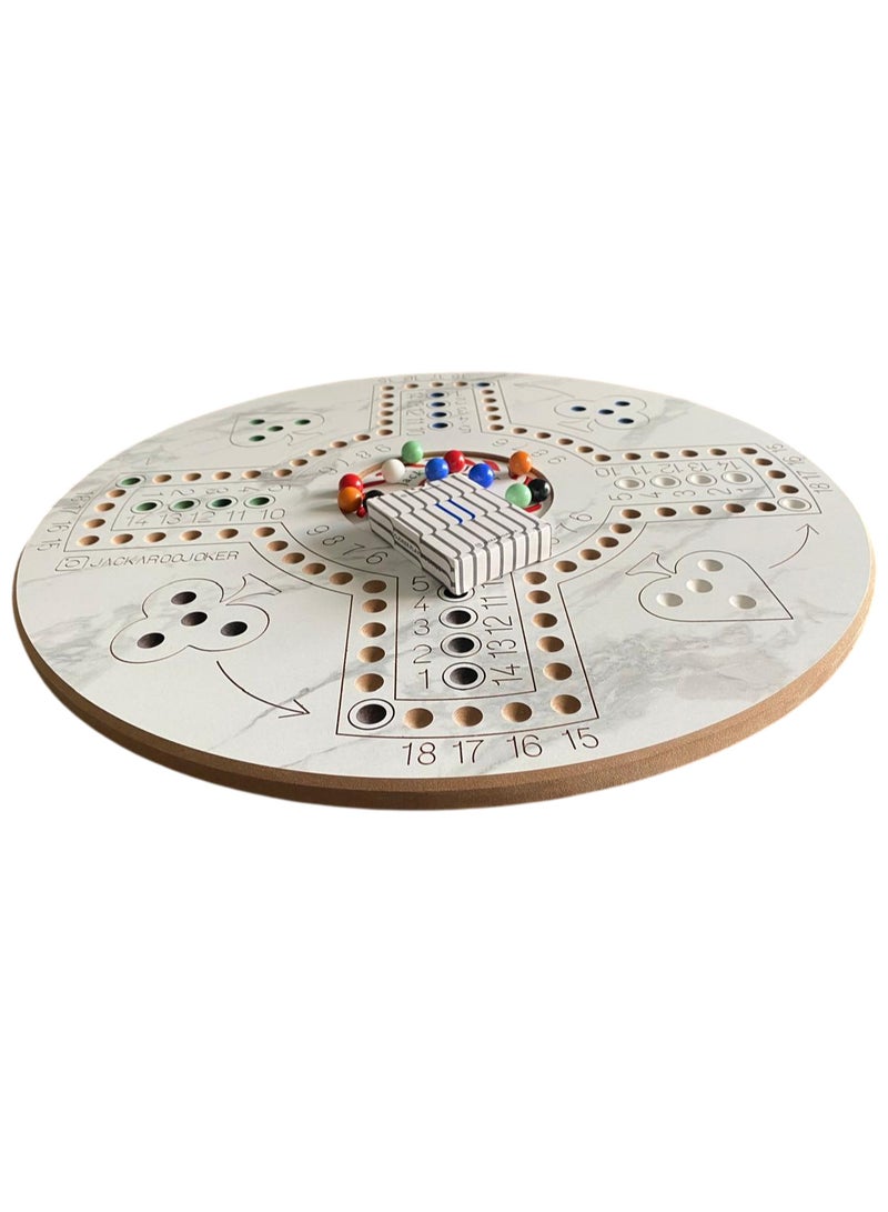 جاكارو جوكر Jakaroo Joker Board Game, 4-6 Players, Wooden Game Board with Marbles, Family Strategy Game  - Image 3