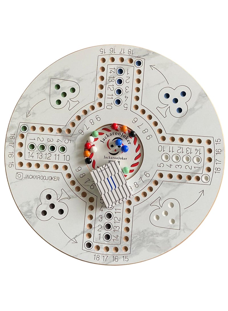 جاكارو جوكر Jakaroo Joker Board Game, 4-6 Players, Wooden Game Board with Marbles, Family Strategy Game  - Image 2
