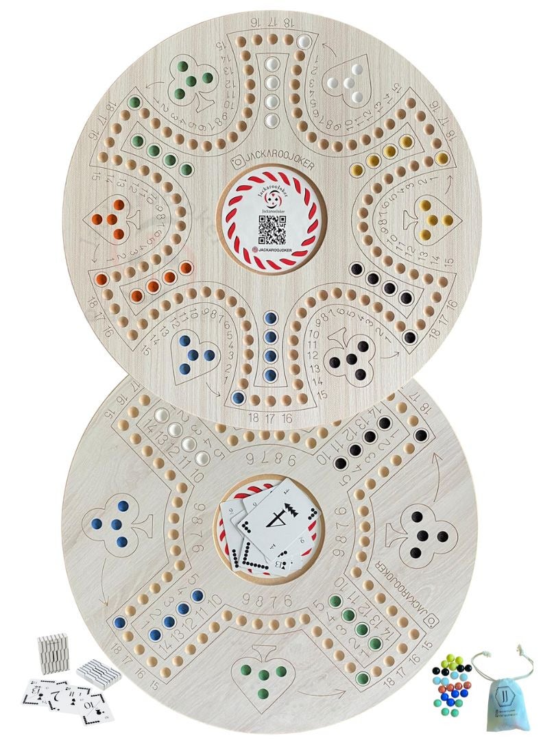 JACKAROOJOKER Jackaroo colored double sided for 4-6 players with Marbles and Cards  - Image 1