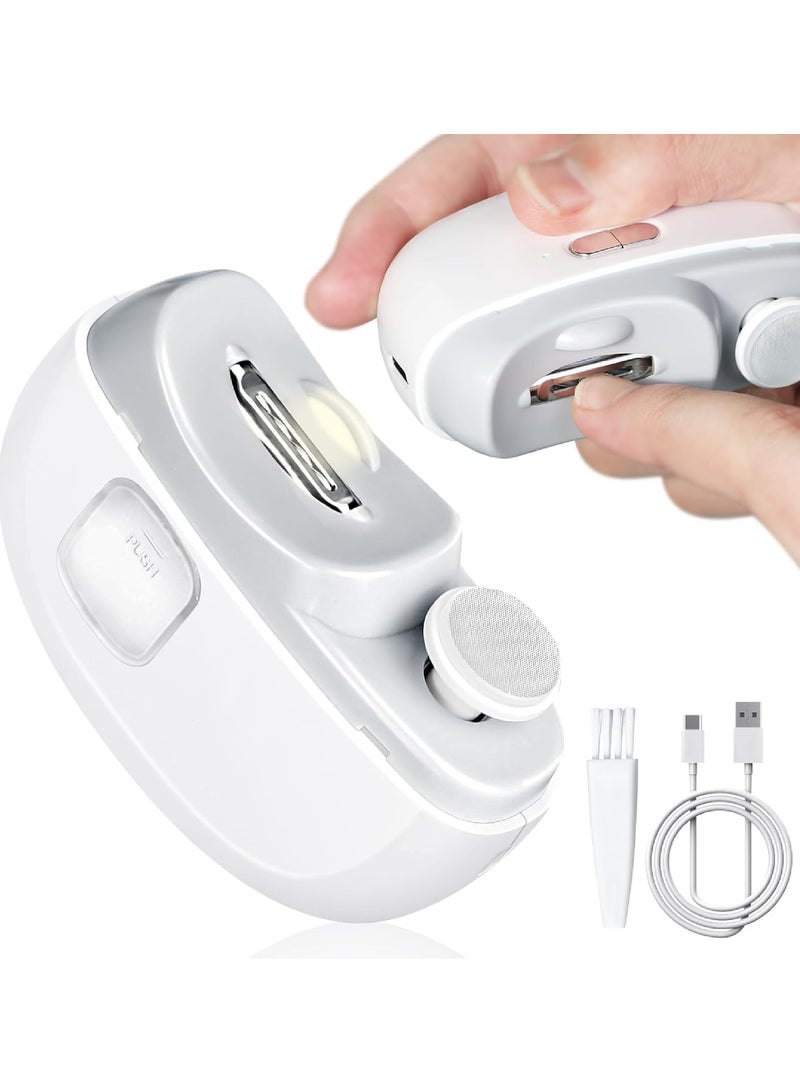 Rock Pow Electric Baby Nail Clippers, 2-in-1 Electric Polishing Automatic Nail Clippers Pro with Light Trimmer Nail Cutter Manicure for Baby Elderly Care Tools, elecctric nail trimmer - Image 1