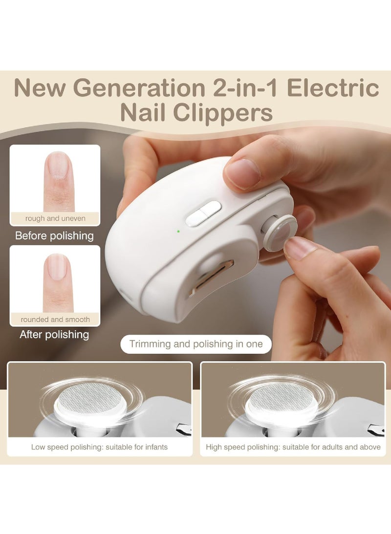 Rock Pow Electric Baby Nail Clippers, 2-in-1 Electric Polishing Automatic Nail Clippers Pro with Light Trimmer Nail Cutter Manicure for Baby Elderly Care Tools, elecctric nail trimmer - Image 4