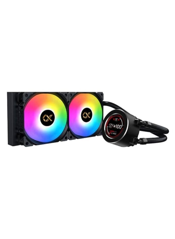 Xigmatek FROZR-O II 240 (AIO Liquid Cooler, Black, LCD Pump Head, 2xX22A PWM ARGB Fan, Galaxy II Fan Control Box & Remote) EN40429  - Image 1