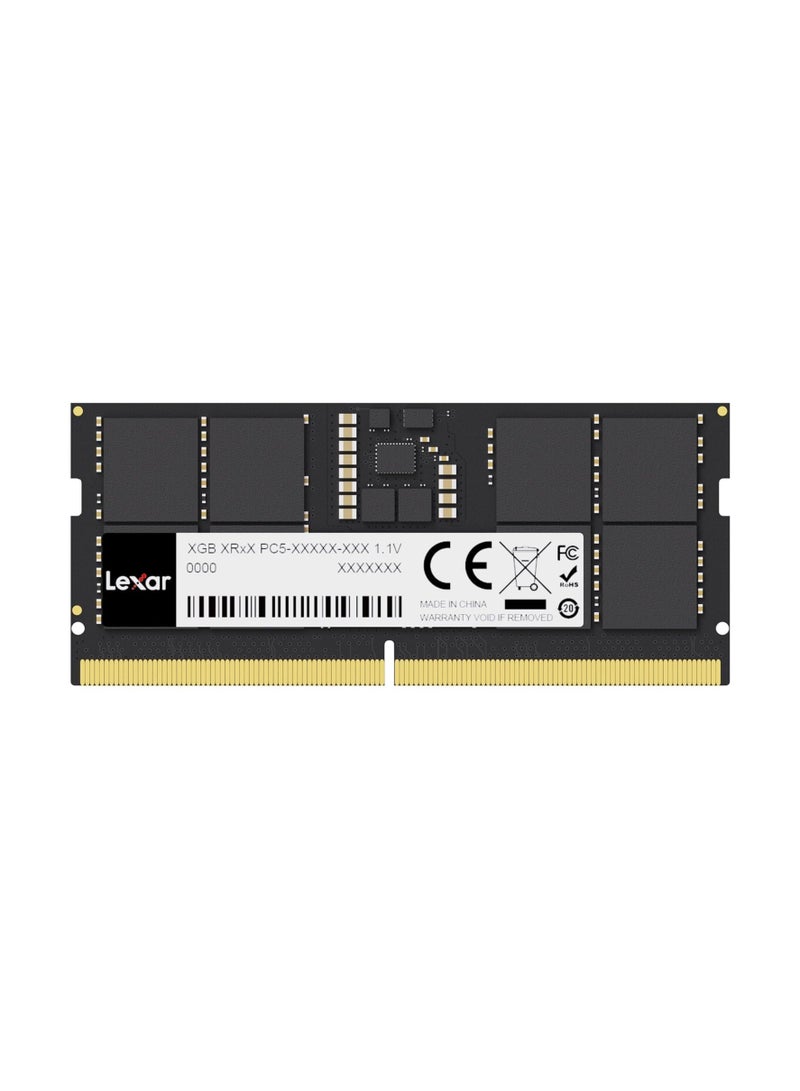 Lexar - SODIMM 16GB DDR5 RAM 5600MHz 262-Pin DDR5 SODIMM Laptop RAM High Performance SO-DIMM Memory for Laptop Memory/All-in-One Intel NUC Mini PC 1.1V CL46-45-45-90 (LD5S16G56C46ST-BGS) 16inch Black - Image 1