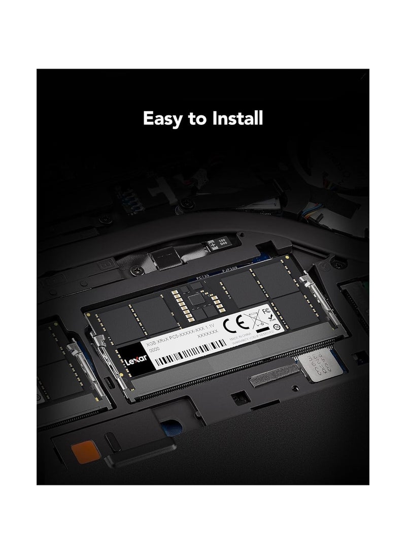 Lexar - SODIMM 16GB DDR5 RAM 5600MHz 262-Pin DDR5 SODIMM Laptop RAM High Performance SO-DIMM Memory for Laptop Memory/All-in-One Intel NUC Mini PC 1.1V CL46-45-45-90 (LD5S16G56C46ST-BGS) 16inch Black - Image 1