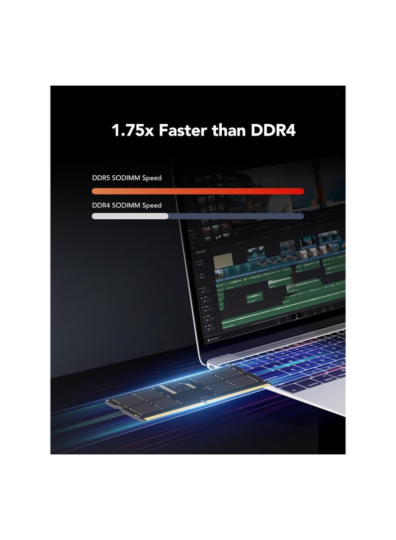 Lexar - SODIMM 16GB DDR5 RAM 5600MHz 262-Pin DDR5 SODIMM Laptop RAM High Performance SO-DIMM Memory for Laptop Memory/All-in-One Intel NUC Mini PC 1.1V CL46-45-45-90 (LD5S16G56C46ST-BGS) 16inch Black - Image 1