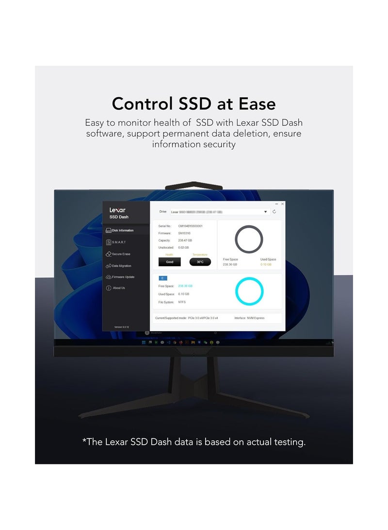 Lexar - NM610PRO SSD, M.2 2280 PCIe Gen3x4 NVMe 1.4 SSD 1TB Internal, Up to 3300MB/s Reading, 2600MB/s Write, 3D NAND Flash Drives for Notebook, Desktop, PC 1 TB - Image 1