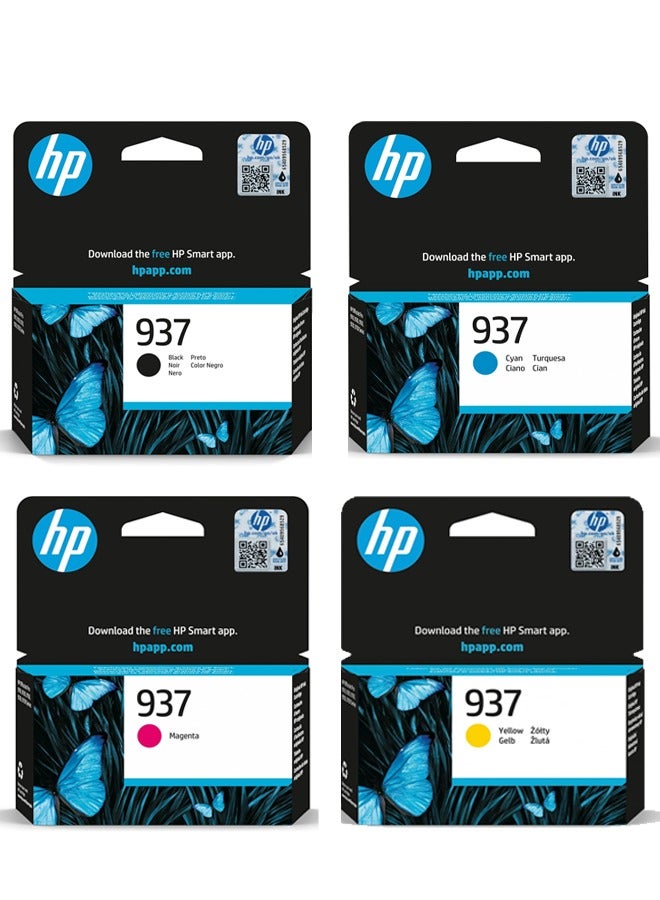 HP 937 CMYK Original Ink Cartridge 4-Pack Black,Cyan,Yellow,Magenta