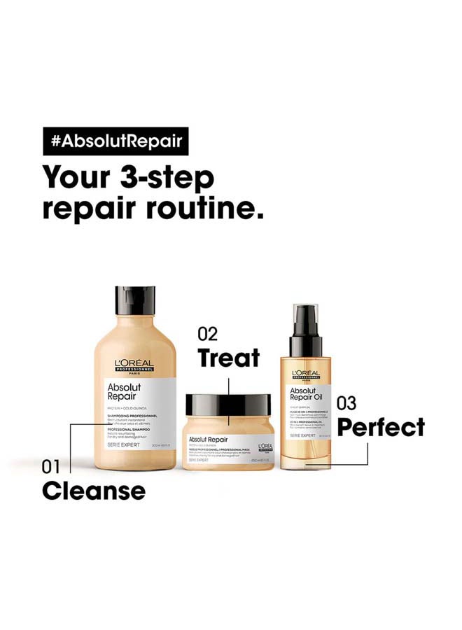 Absolut Repair Glacial Utopia Trio Set, Repairs And Hydrates Dry, Damaged Hair With Gold Quino And Protein Serie Expert Shampoo 300 Ml And Mask 250Ml And Oil 90Ml 640ml - pnsku/N70147985V/45/_/1738320515/d88de900-ae4a-4119-8b0e-77808b4bd78e