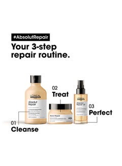 L'Oréal Professionnel Absolut Repair Glacial Utopia Trio Set, Repairs And Hydrates Dry, Damaged Hair With Gold Quino And Protein Serie Expert Shampoo 300 Ml And Mask 250Ml And Oil 90Ml 640ml  - Image 4