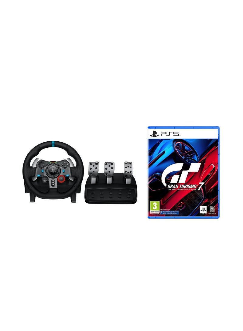 Logitech - Logitech G29 Driving Force Racing Wheel & Pedals + Gran Turismo 7 (PS5) Bundle - Image 1