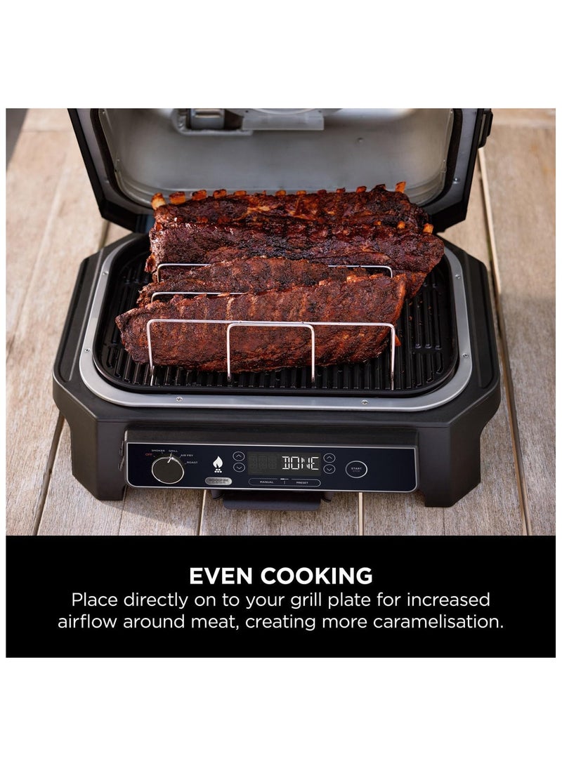 Ninja Ninja Woodfire XL Rib Rack for Grilling up to 4 Full Racks of Ribs, Compatible with Ninja Woodfire XL BBQ Grill, Black, XSKOGXLRBRKEU  - Image 2