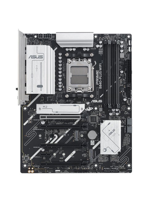 Prime B840-PLUS Wi-Fi ATX Motherboard, AMD B840 Chipset, AM5 Socket, 4 x DDR5 DIMM Slots (Up to 192GB), 4 x M.2 Slots, 2 x PCIe 4.0 x16, 2.5Gb Ethernet, Wi-Fi 6E, Bluetooth 5.3, 1 x HDMI, 1 x DisplayPort, USB 10Gbps Type-C, EZ PC DIY, Pre-Mounted I/O Shield, Aura Sync RGB | 90MB1IZ0-M0EAY0 Black