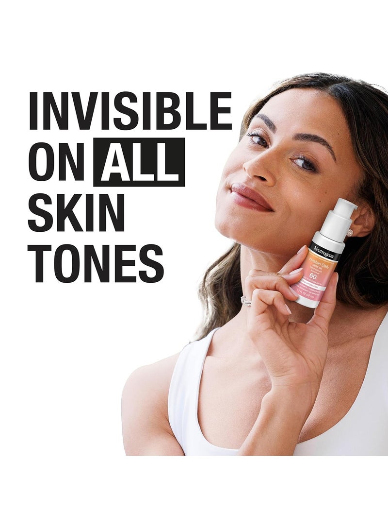 نيوتروجينا Neutrogena Invisible Daily Defense Face Sunscreen + Hydrating Serum with Broad Spectrum SPF 60 & Antioxidants to Help Skin Glow, Oil-Free, Fragrance Free 1.7 fl. ozFluid Ounce - Image 5
