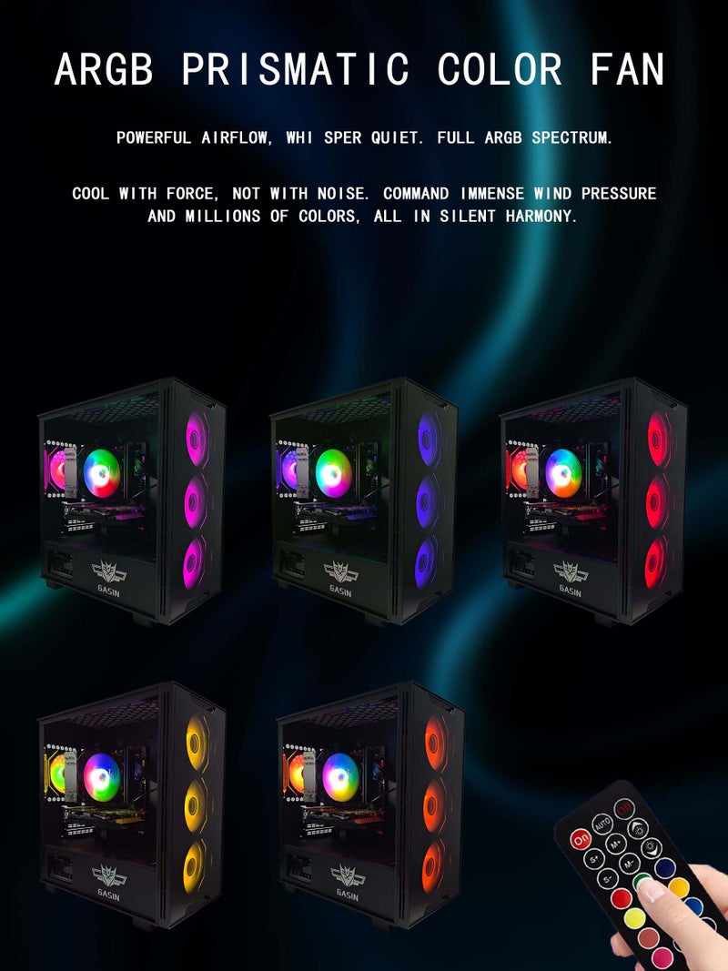 Gasin Gaming PC With Core i5-12400F Processor/16GB RAM DDR4/1TB SSD/8GB Nvidia GeForce RTX 4060 Graphics/Windows 11/ With Integrated ARGB Led Lights Black - Image 4