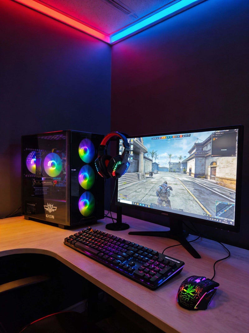 Gasin Gaming PC With Core i5-12400F Processor/16GB RAM DDR4/1TB SSD/8GB Nvidia GeForce RTX 4060 Graphics/Windows 11/ With Integrated ARGB Led Lights Black - Image 5