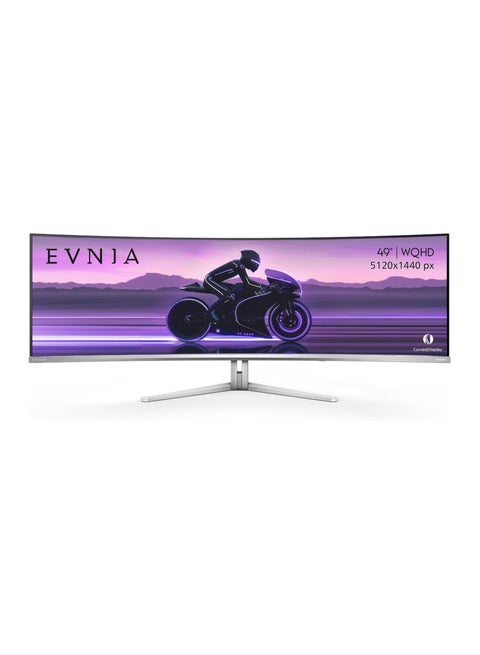 49" Inch Evnia 49M2C8900 QD OLED Curved Gaming Monitor, Wide Dual QHD, 240Hz, AMD FreeSync Premium Pro, USB-C Docking, Built in KVM, Height Adjustable, Xbox PS5 Switch Compatible, 4-Year Warranty White