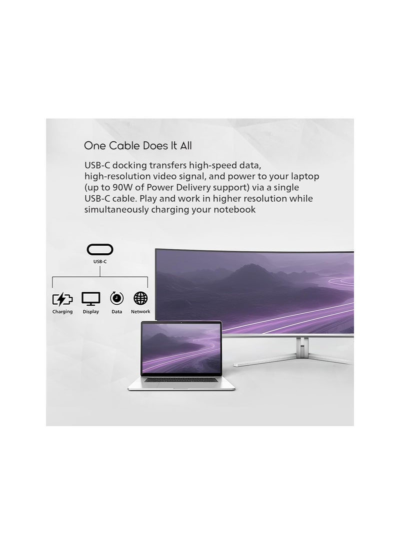 Philips - 49" Inch Evnia 49M2C8900 QD OLED Curved Gaming Monitor, Wide Dual QHD, 240Hz, AMD FreeSync Premium Pro, USB-C Docking, Built in KVM, Height Adjustable, Xbox PS5 Switch Compatible, 4-Year Warranty White - Image 1