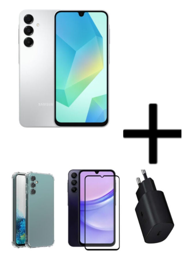 Galaxy-A16 Dual SIM Gray 4GB RAM 128GB 4G With a Free Gift Screen Protector + Clear Case compatible with Samsung Galaxy A16 + 25W Adapter USB-C