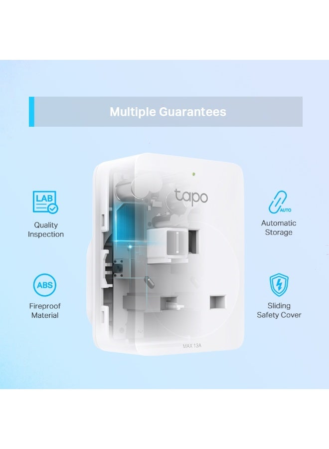TP-LINK - Tapo P100 (4-Pack) Mini Smart Wi-Fi Socket, Remote Control, Scheduling, Timer, Voice Control, Away Mode, Compact Design, and Easy Setup for Seamless Home Automation White - Image 1