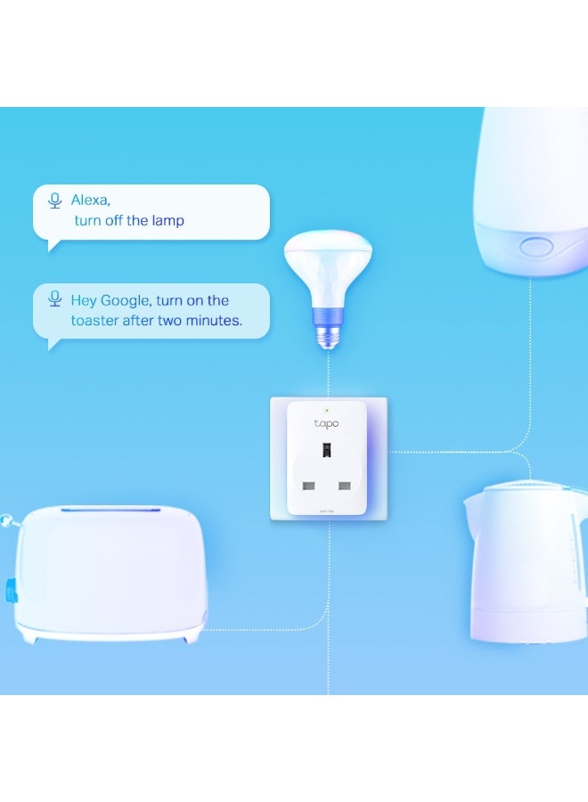 تي بي لينك Tapo P110 Mini Smart Wi-Fi Socket with Energy Monitoring, Remote Control, Voice Control, Scheduling, Timer, and Compact Design for Efficient Home Automation White - Image 2