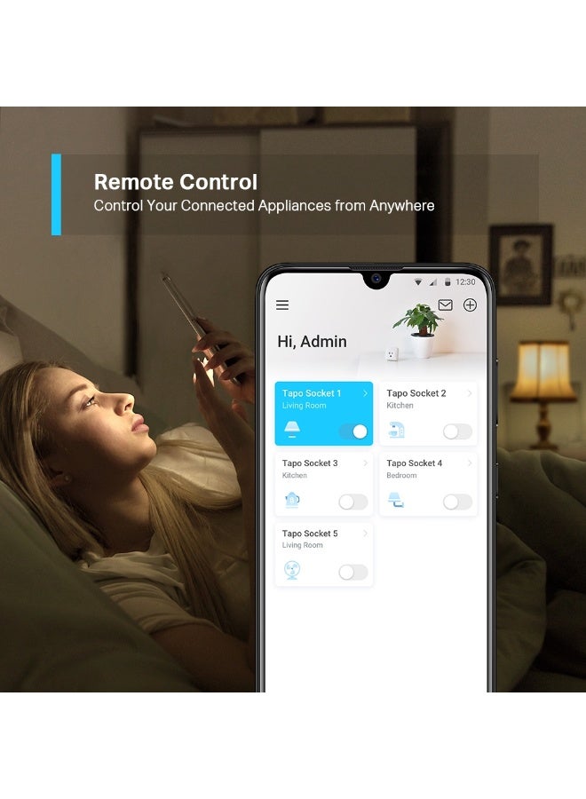 تي بي لينك Tapo P100 (2-Pack) Mini Smart Wi-Fi Socket, Remote Control, Scheduling, Timer, Voice Control, Away Mode, Compact Design, Easy Setup for Home Automation White - Image 2