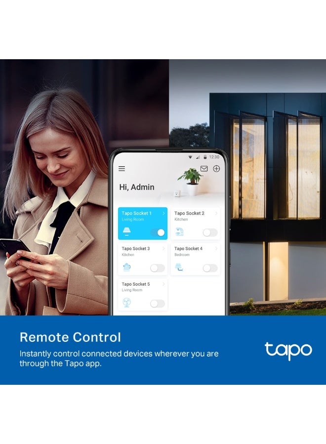 تي بي لينك Tapo Mini Smart Wi-Fi Socket, Remote Control, Scheduling, Timer, Voice Control, Away Mode, Compact Design, Easy Setup for Home Automation White - Image 3